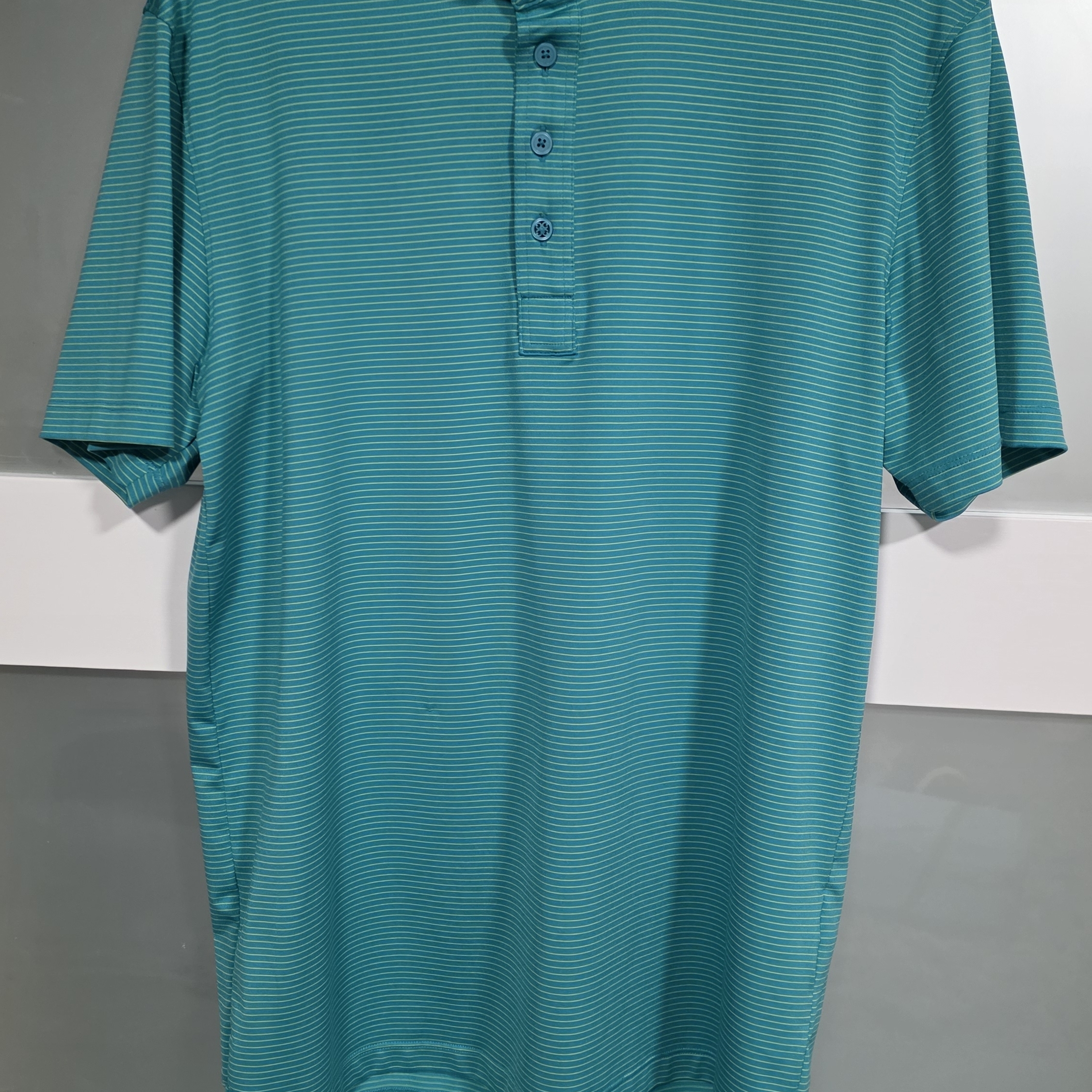G/Fore Teal Micro-Striped Short-Sleeve Polo
